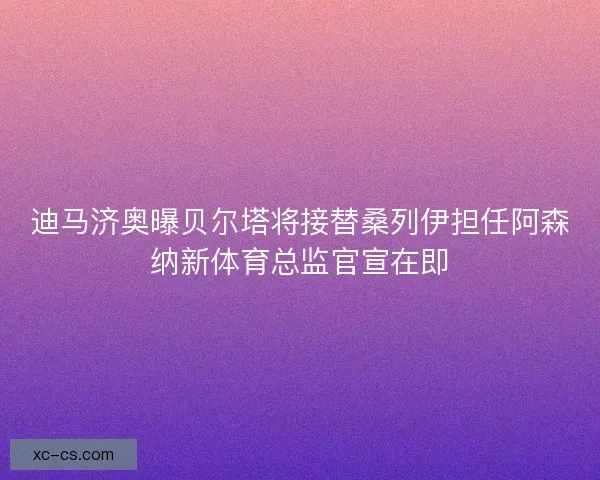 迪马济奥曝贝尔塔将接替桑列伊担任阿森纳新体育总监官宣在即 迪马济奥曝贝尔塔将接替桑列伊担任阿森纳新体育总监官宣在即