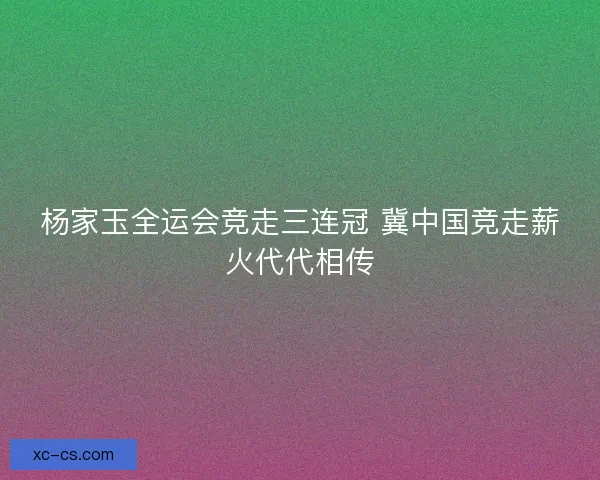 杨家玉全运会竞走三连冠 冀中国竞走薪火代代相传