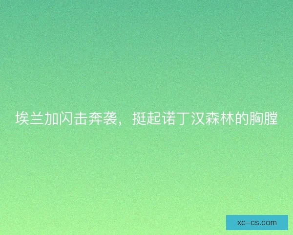 埃兰加闪击奔袭，挺起诺丁汉森林的胸膛